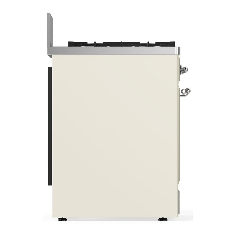 Ilve UM30NR3AWC Ilve Um30Nr3Awc Majestic Iii 30 Inch Dual Fuel Range With 5 Black Brass Burners, Dual Function Burner Up To 25,000 Btu (Natural Gas, Triple Glass Door, Antique White, Chrome)