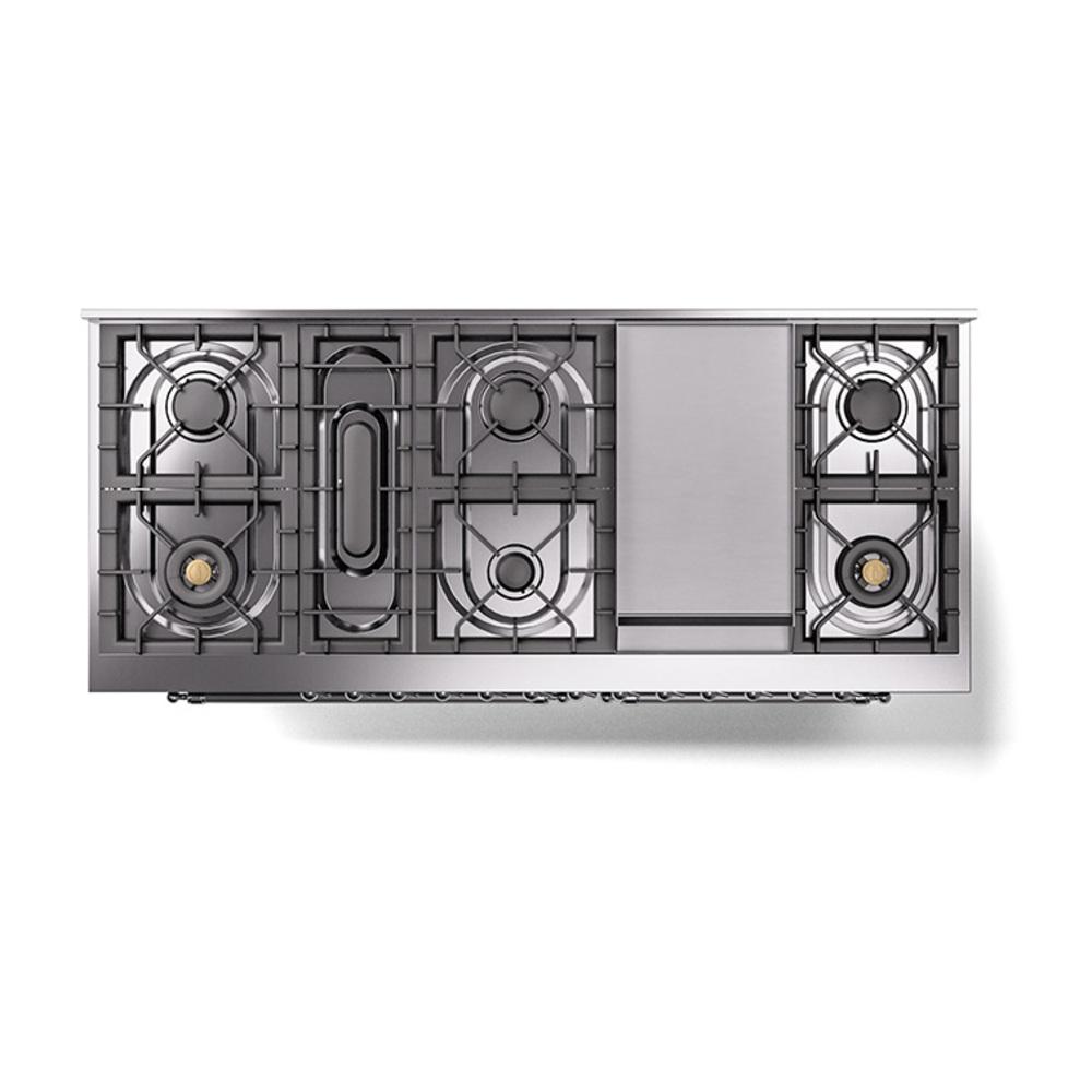 Ilve UN60FQNMPMGC Ilve Un60Fqnmpmgc Nostalgie Ii Noblesse 60" Dual Fuel Range (9 Sealed Burners + Griddle, Natural Gas, Solid Door, Graphite Matte, Chrome)