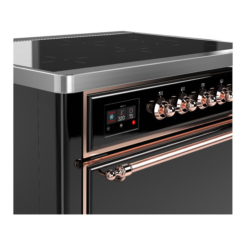 Ilve UMIB36QNR3BKP Ilve Umib36Qnr3Bkp Majestic Iii 36 Inch Induction Range With 6 Elements, 3.5 Cu. Ft. Total Oven Capacity (Solid Door, Glossy Black, Copper)