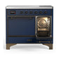 Ilve UMDIB40QNR3MBB Ilve Umdib40Qnr3Mbb Majestic Iii 40 Inch Induction Range With 6 Elements, 3.82 Cu. Ft. Total Oven Capacity (Solid Door, Midnight Blue, Burnished)