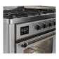 Ilve UM60FNR3SSB Ilve Um60Fnr3Ssb Majestic Iii 60 Inch Dual Fuel Range With 9 Burners And Griddle, Dual Function Burner Up To 25,000 Btu (Natural Gas, Triple Glass Door, Stainless Steel, Burnished)
