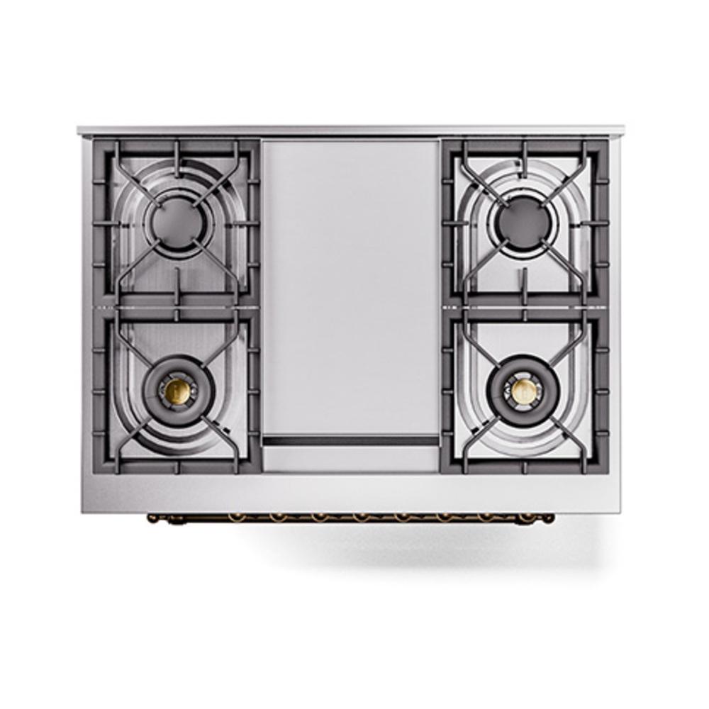 Ilve UN36FQNMPMGB Ilve Un36Fqnmpmgb Nostalgie Ii Noblesse 36" Dual Fuel Range (Natural Gas, Solid Door, Graphite Matte, Burnished)