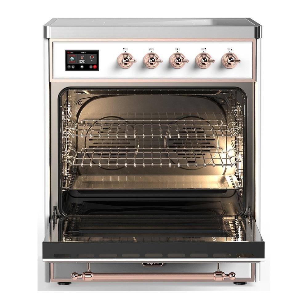 Ilve UMIB30QNR3WHP Ilve Umib30Qnr3Whp Majestic Iii 30 Inch Induction Range With 4 Elements, 4 Cu. Ft. Oven Capacity (Solid Door, White, Copper)