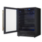 Forno FWCDR666524BLK Forno Frescolino 24 Inch Beverage Cooler, Black With Antique Brass Handles, With Led Lighting, Triple Glass Door, 188 Can Capacity, Built-In Or Freestanding