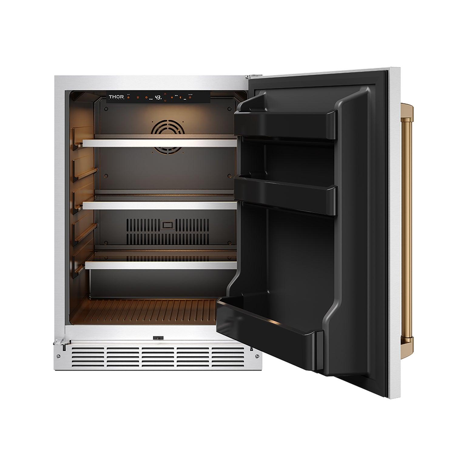 Thor Kitchen RBC24SSDBRZ Gordon Ramsay Collection 24 Inch Outdoor Undercounter Beverage Cooler In Stainless Steel/Bronze