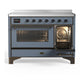 Ilve UMIB48NR3BGB Ilve Umib48Nr3Bgb Majestic Iii 48 Inch Induction Range With 6 Elements, 5.02 Cu. Ft. Total Oven Capacity (Triple Glass Door, Blue Grey, Burnished)
