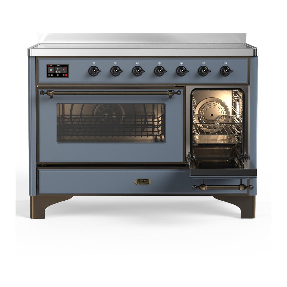 Ilve UMIB48NR3BGB Ilve Umib48Nr3Bgb Majestic Iii 48 Inch Induction Range With 6 Elements, 5.02 Cu. Ft. Total Oven Capacity (Triple Glass Door, Blue Grey, Burnished)