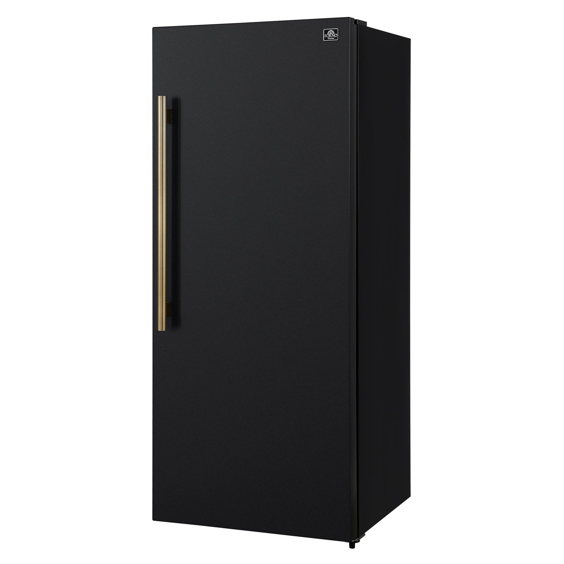 Forno FFFFD172228BLKRS Forno Maderno 28-Inch Convertible Freezer/Refrigerator In Black With Antique Brass Handle, 13.6 Cu.Ft. Right Swing
