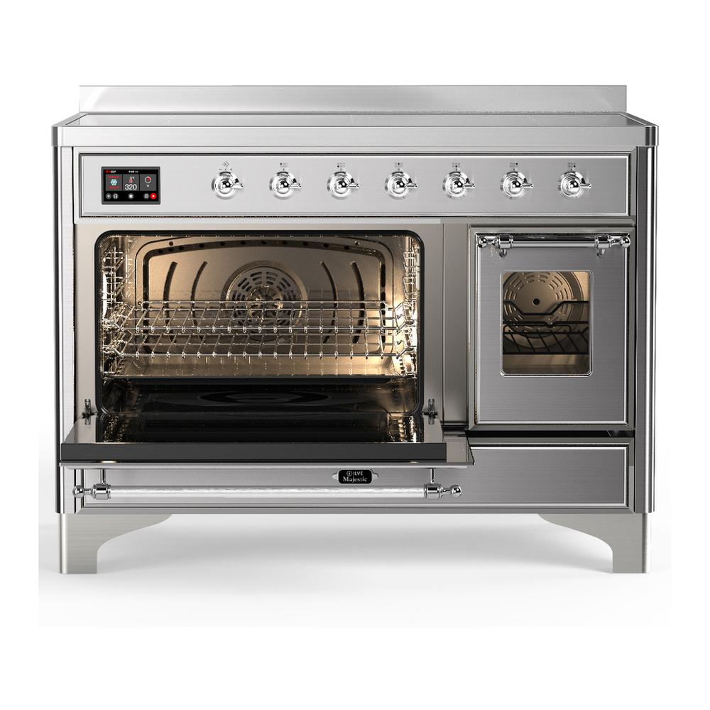 Ilve UMIB48NR3SSC Ilve Umib48Nr3Ssc Majestic Iii 48 Inch Induction Range With 6 Elements, 5.02 Cu. Ft. Total Oven Capacity (Triple Glass Door, Stainless Steel, Chrome)