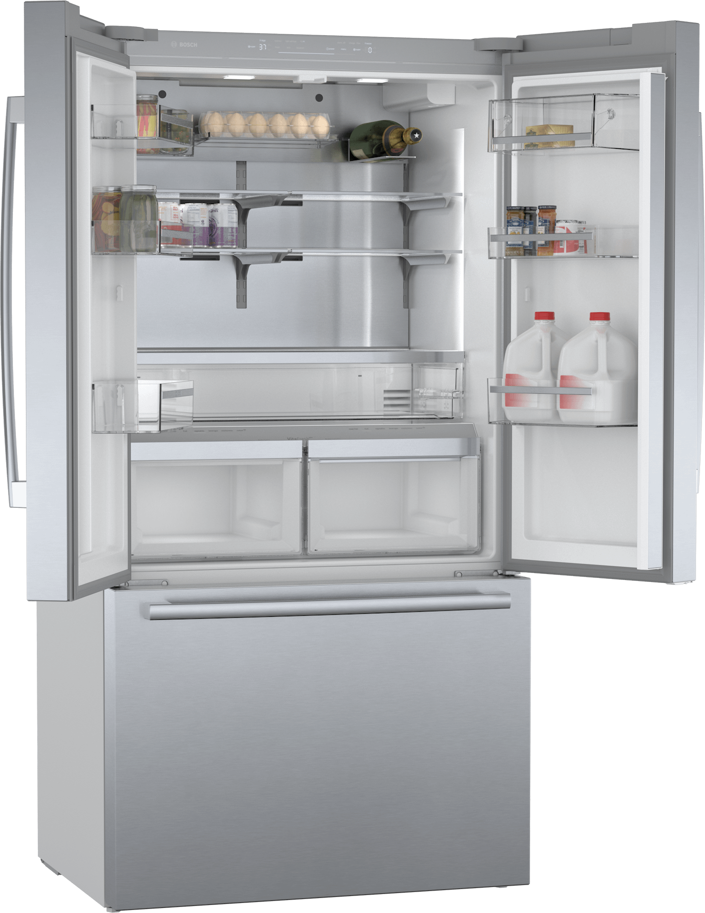 Bosch B36CT84SNS 800 Series, French Door Bottom Freezer, Multi Door, 36'', Brushed Steel (With Anti-Fingerprint)