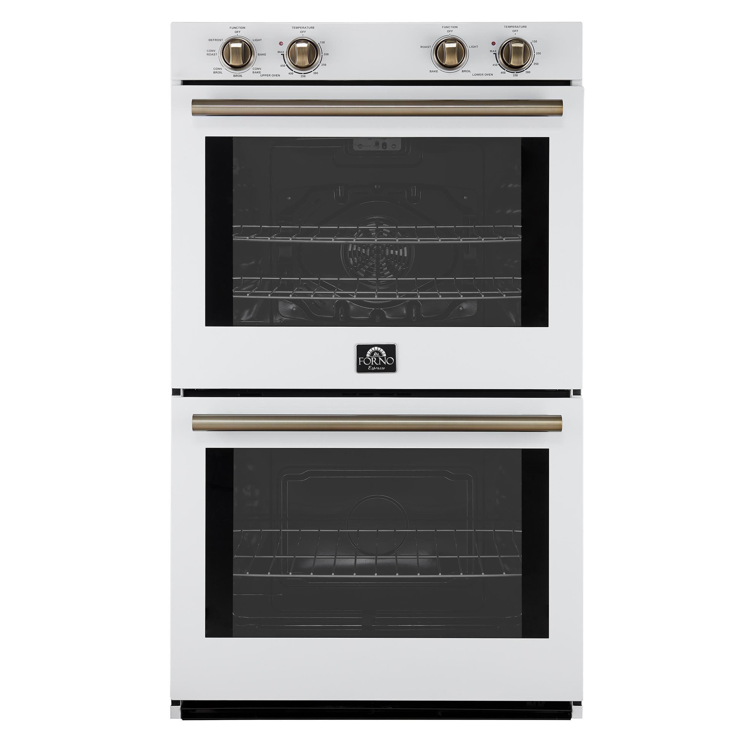 Forno FBOEL132430WHT Forno Vomero 30-Inch Double Wall Oven, White, 10 Cu.Ft Total Capacity, 7100W Convection, Mechanical Controls, Manuel Steam Clean