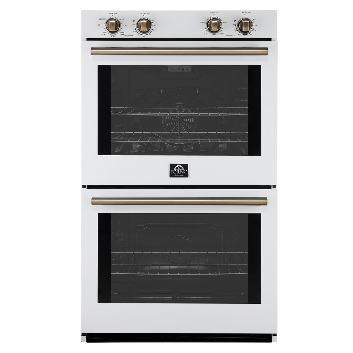 Forno FBOEL132430WHT Forno Vomero 30-Inch Double Wall Oven, White, 10 Cu.Ft Total Capacity, 7100W Convection, Mechanical Controls, Manuel Steam Clean