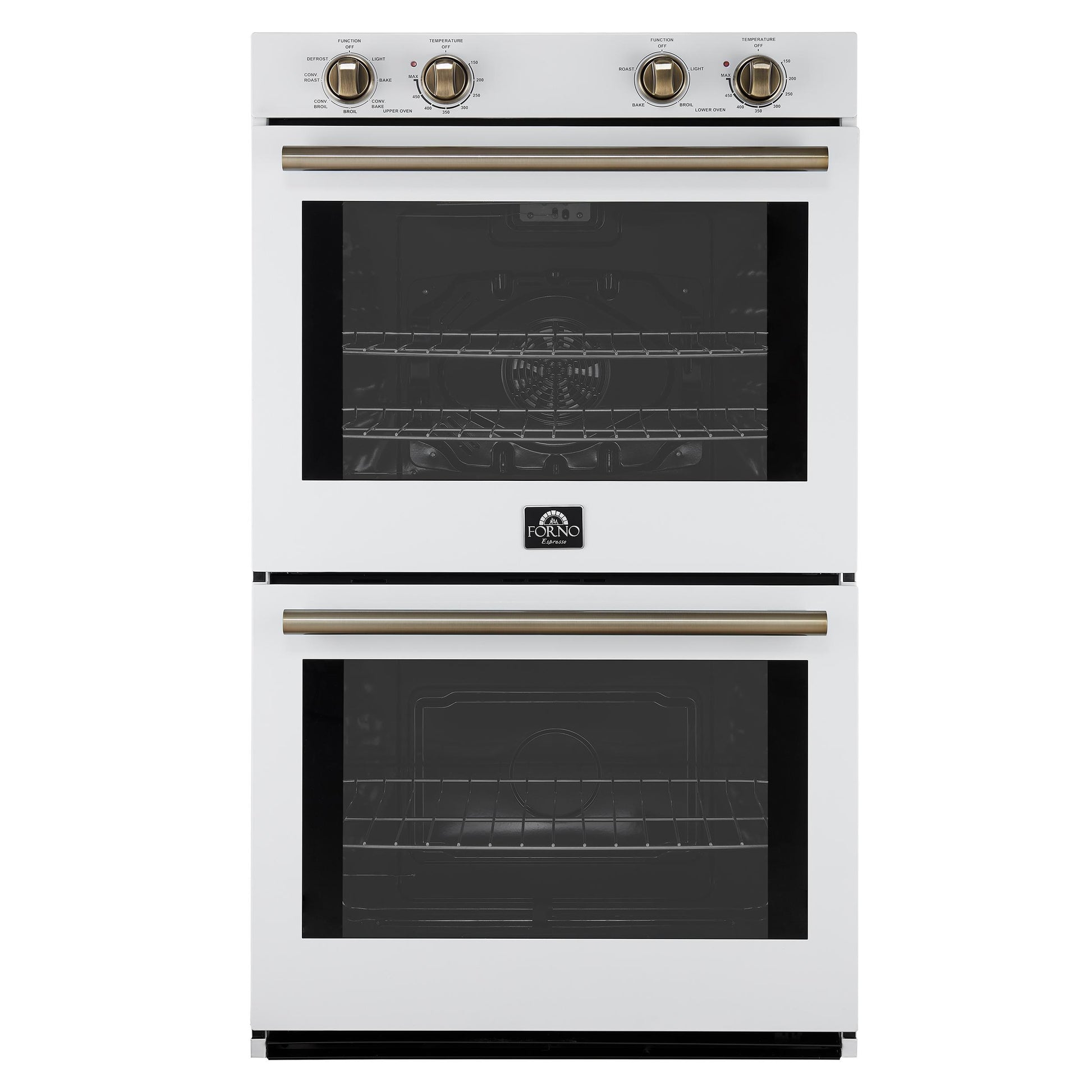 Forno FBOEL132430WHT Forno Vomero 30-Inch Double Wall Oven, White, 10 Cu.Ft Total Capacity, 7100W Convection, Mechanical Controls, Manuel Steam Clean