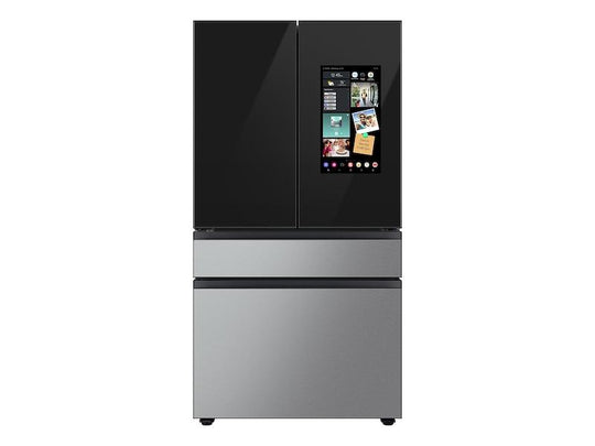 Samsung RF23BB8900QK Bespoke Counter Depth 4-Door French Door Refrigerator (23 Cu. Ft.) - In Charcoal Glass Top And Family Hub™ Panels With Stainless Steel Middle And Bottom Panels