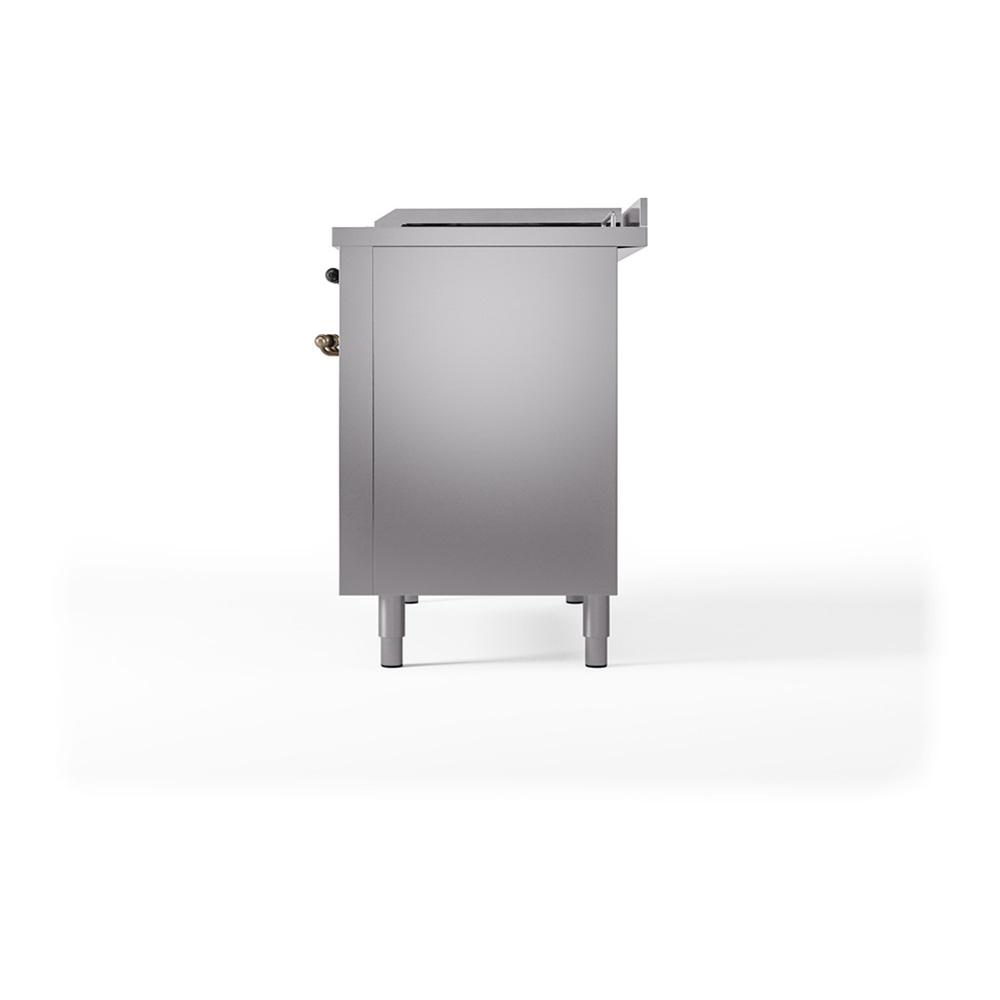 Ilve UN48FSQNMPSSBLP Ilve Un48Fsqnmpssblp Nostalgie Ii Noblesse 48" Dual Fuel Range (5 Sealed Burners + Griddle + French Top, Liquid Propane, Solid Door, Stainless Steel, Burnished)