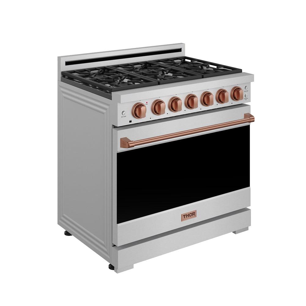 Thor Kitchen RSG36PRSG 36 Inch Professional Gas Range With Precision Knob In Stainless Steel And Rose Gold Gordon Ramsay Series