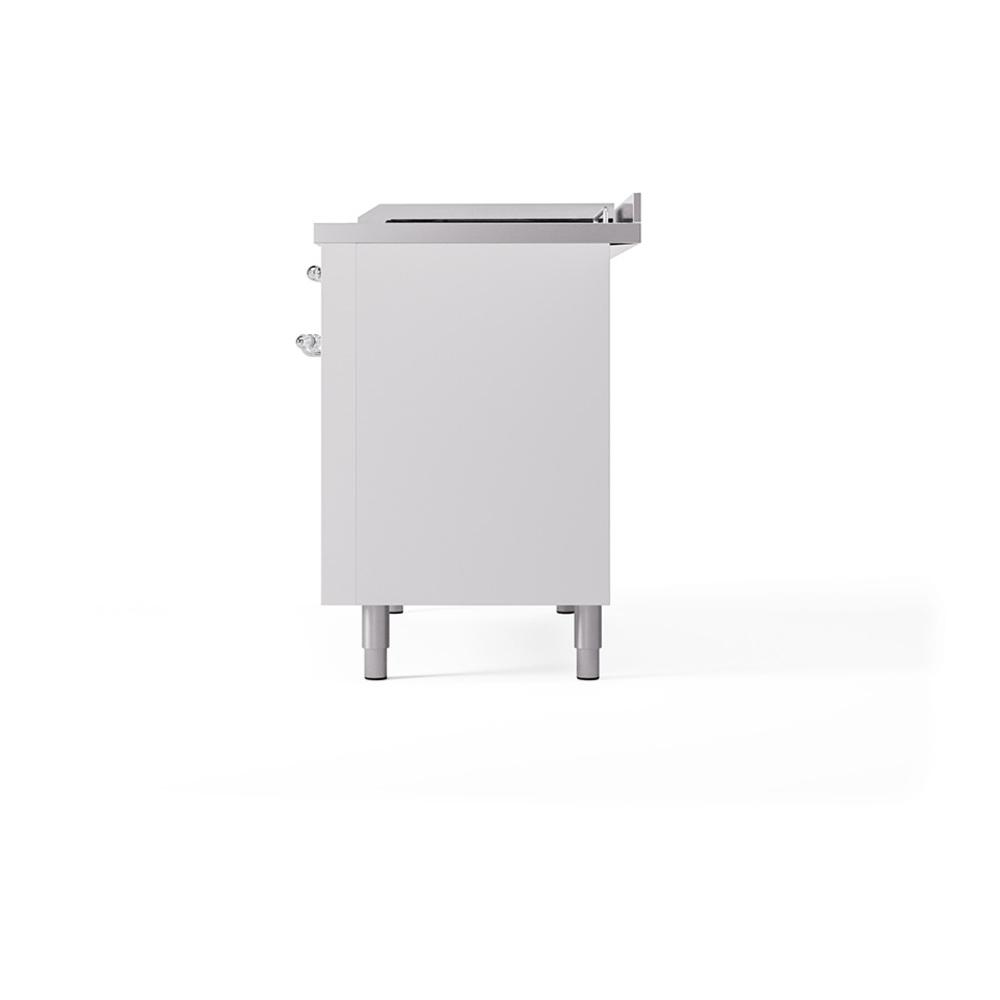 Ilve UN48FSQNMPWHC Ilve Un48Fsqnmpwhc Nostalgie Ii Noblesse 48" Dual Fuel Range (5 Sealed Burners + Griddle + French Top, Natural Gas, Solid Door, White, Chrome)