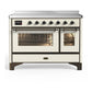 Ilve UMIB48NR3AWB Ilve Umib48Nr3Awb Majestic Iii 48 Inch Induction Range With 6 Elements, 5.02 Cu. Ft. Total Oven Capacity (Triple Glass Door, Antique White, Burnished)