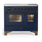 Ilve UMDIB40NR3MBB Ilve Umdib40Nr3Mbb Majestic Iii 40 Inch Induction Range With 6 Elements, 3.82 Cu. Ft. Total Oven Capacity (Triple Glass Door, Midnight Blue, Burnished)