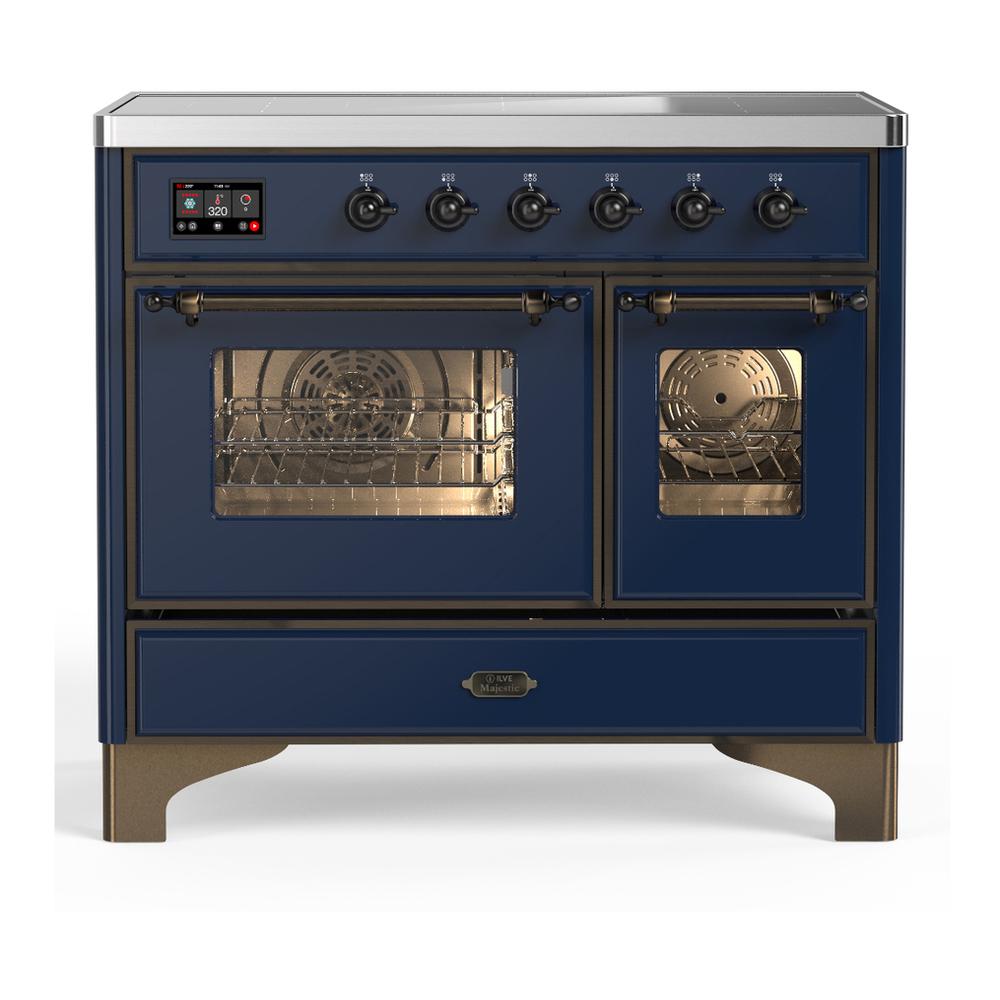 Ilve UMDIB40NR3MBB Ilve Umdib40Nr3Mbb Majestic Iii 40 Inch Induction Range With 6 Elements, 3.82 Cu. Ft. Total Oven Capacity (Triple Glass Door, Midnight Blue, Burnished)