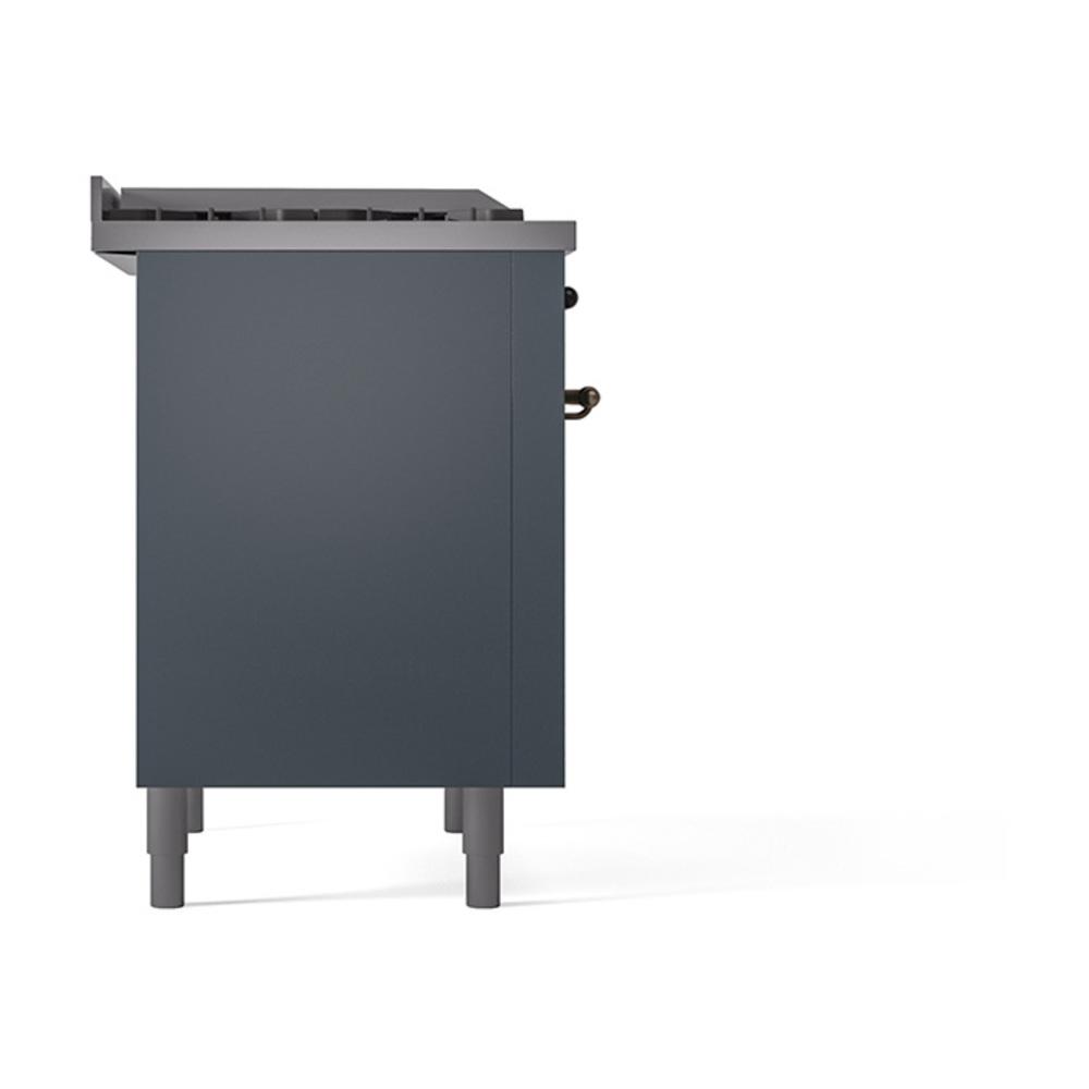 Ilve UN36FQNMPBGB Ilve Un36Fqnmpbgb Nostalgie Ii Noblesse 36" Dual Fuel Range (Natural Gas, Solid Door, Blue Grey, Burnished)