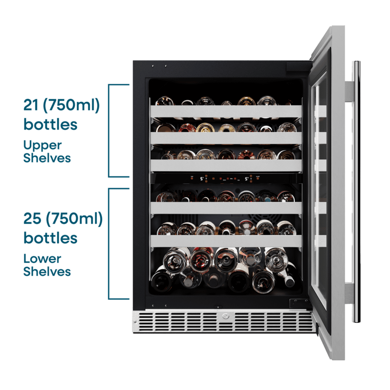 Element Appliance EWD24BES Cellara By Element 24 In., 46 Bottle Dual-Zone Wine Cooler - Stainless Steel