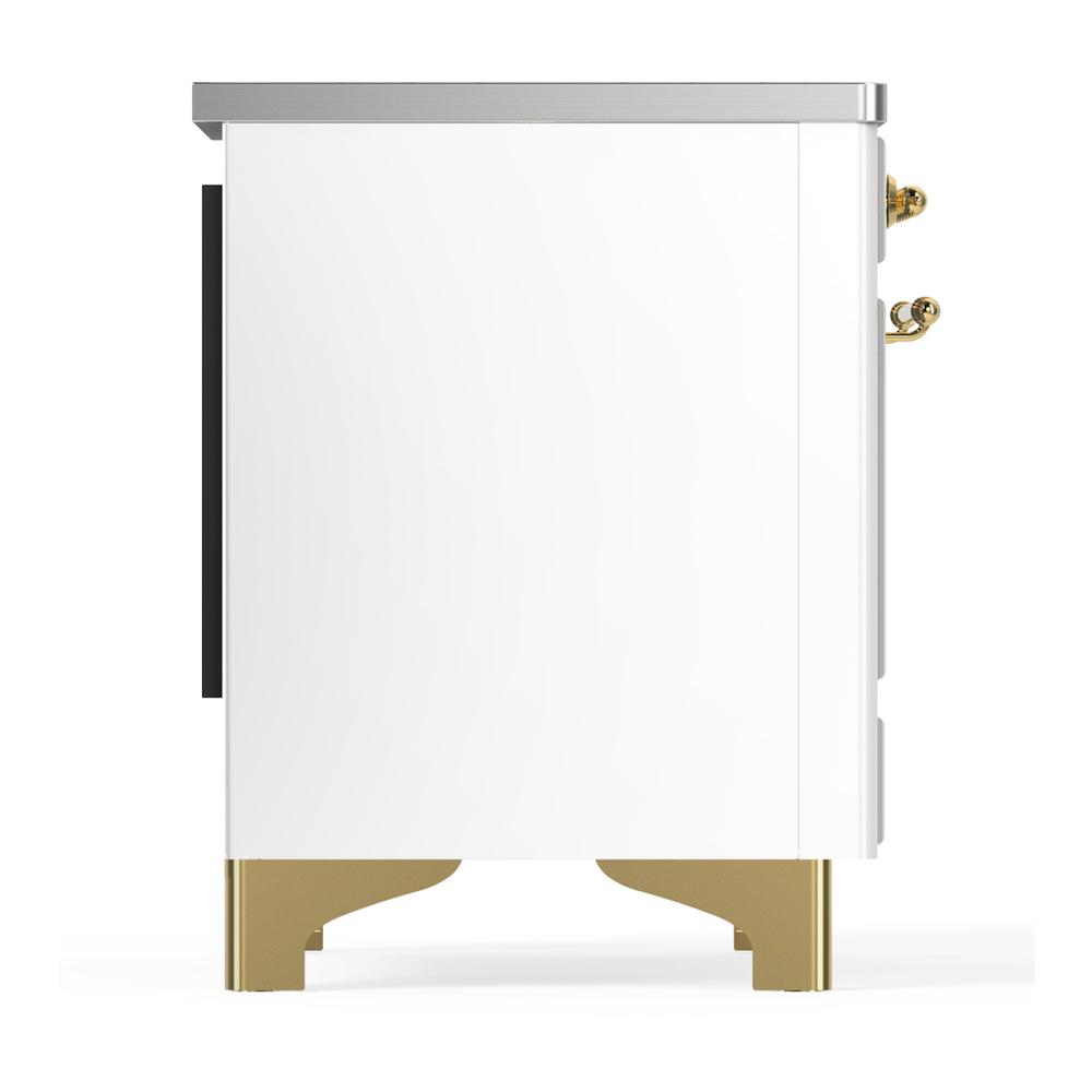 Ilve UMIB36NR3WHG Ilve Umib36Nr3Whg Majestic Iii 36 Inch Induction Range With 6 Elements, 3.5 Cu. Ft. Total Oven Capacity (Triple Glass Door, White, Brass)