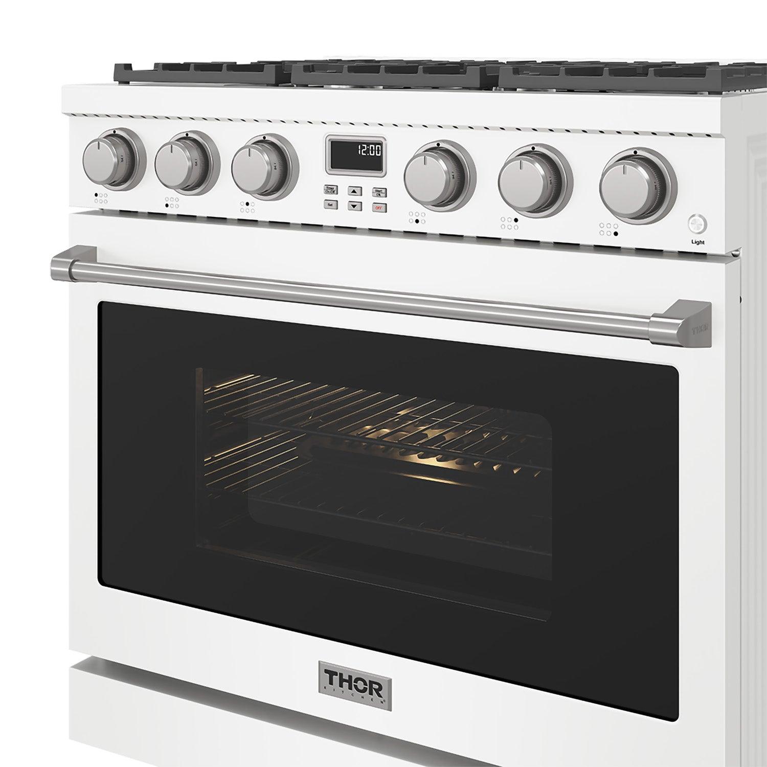 Thor Kitchen ARG36W 36 Inch Gas Range In White - Contemporary Professional