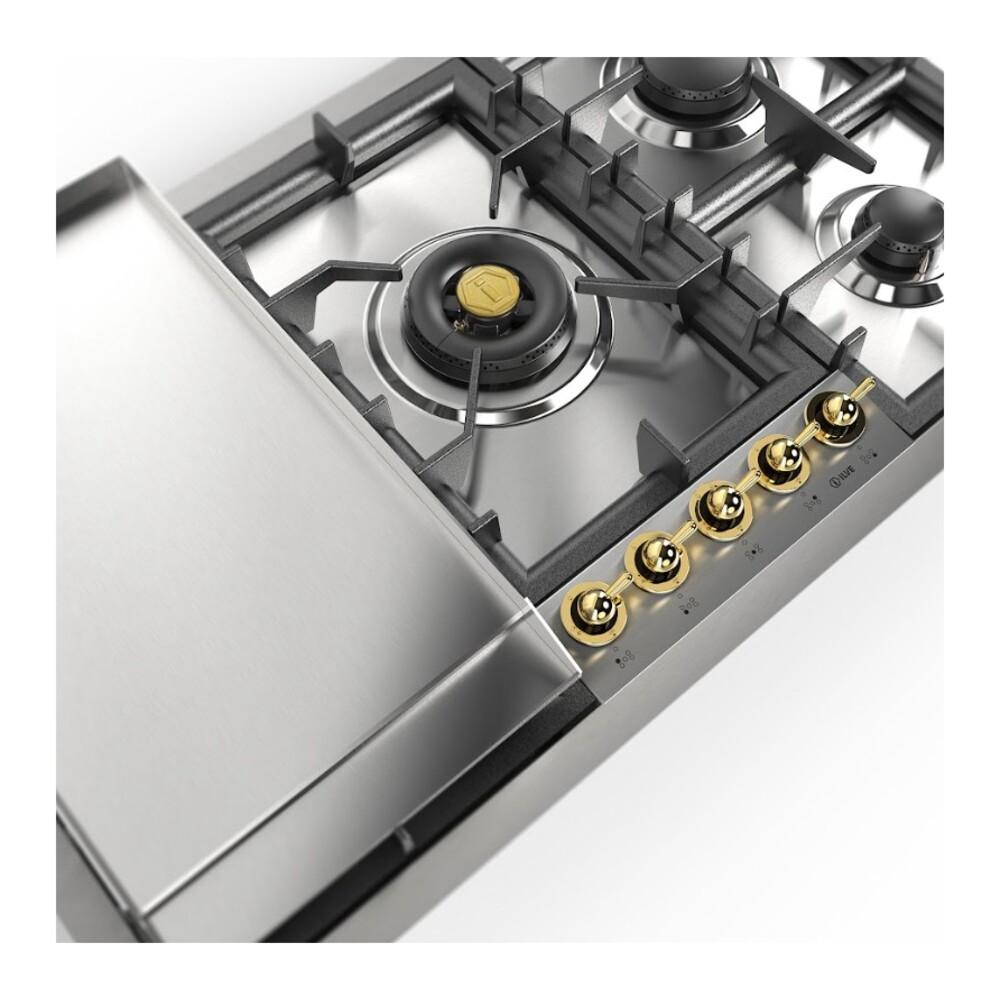 Ilve UHCPT95FNSSG Ilve Uhcpt95Fnssg Nostalgie Ii 36 Inch Built-In Gas Cooktop With Total Black Brass Burners, In Stainless Steel (5 Sealed Burners + Griddle, Natural Gas)