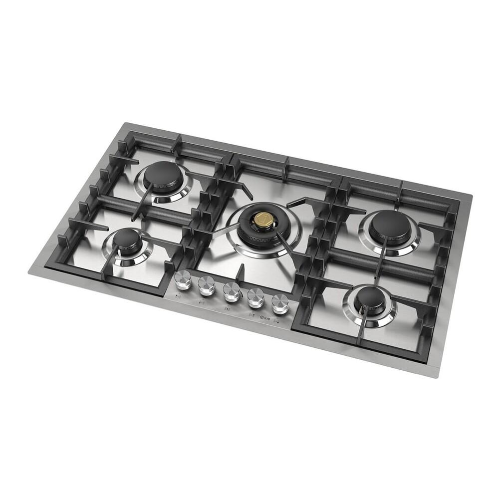 Ilve UHCPT95SSLP Ilve Uhcpt95Sslp Professional Plus Ii 36 Inch Built-In Gas Cooktop With Total Black Brass Burners, In Stainless Steel (5 Sealed Burners, Liquid Propane)