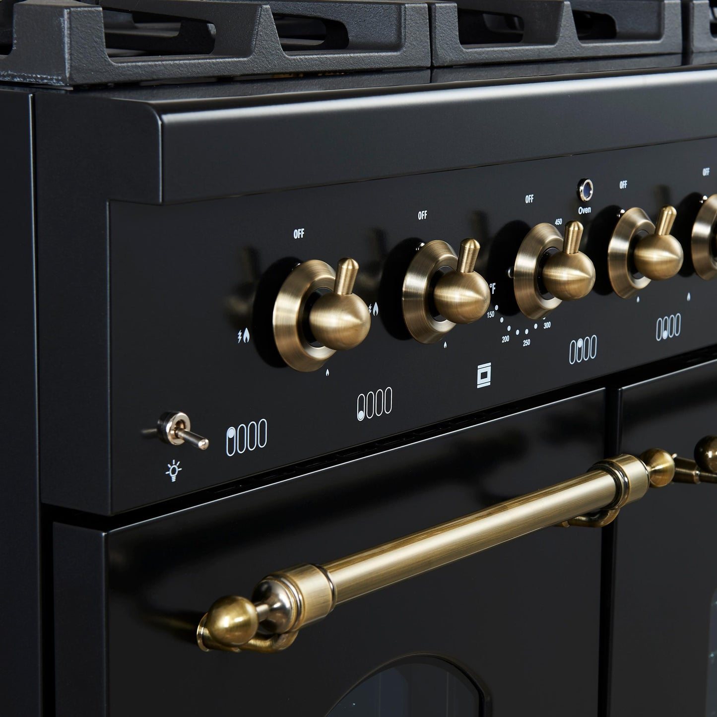 Forno FFSGS621948BLK Forno Antico 48-Inch Freestanding Gas Range, Black, Antique Brass Design, 8 Burners, Griddle, Double Ovens, Energy Efficient