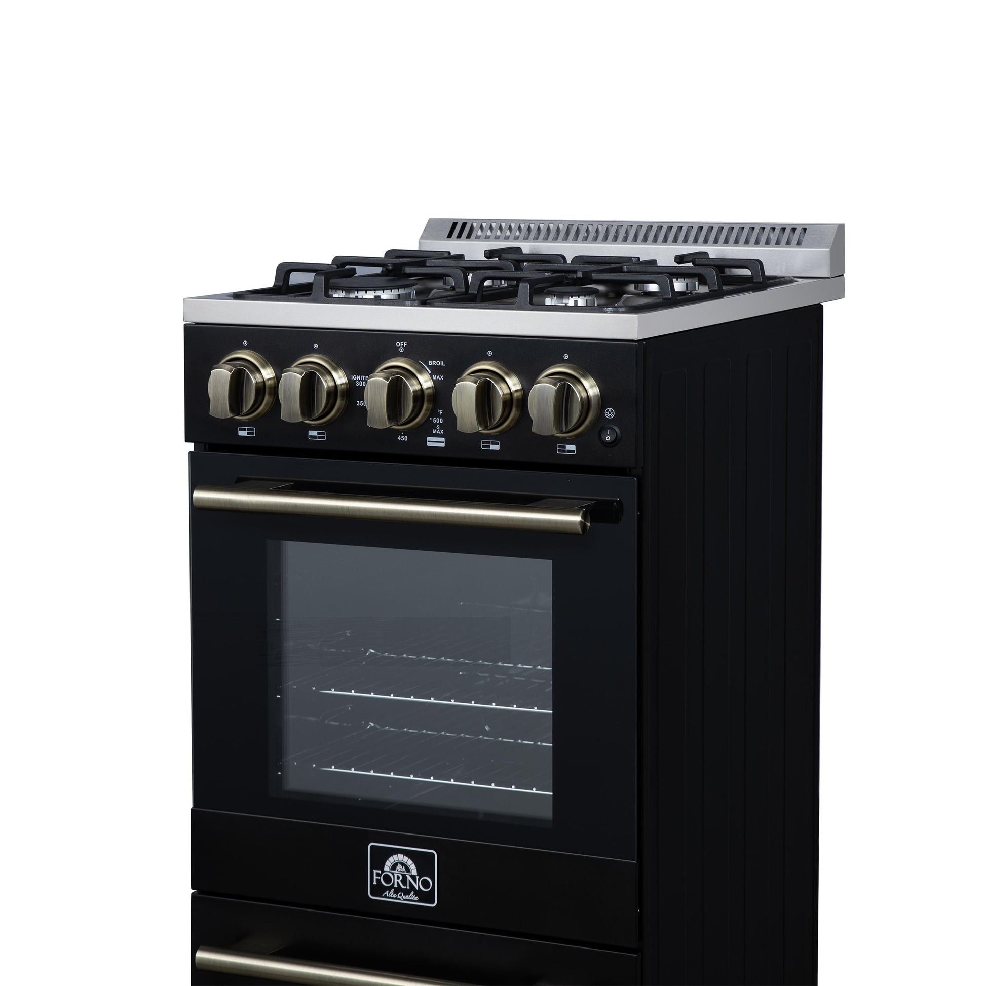 Forno FFSGS626520BLK Forno Lamazze 20 Inch Freestanding Gas Range In Black, Compact Design