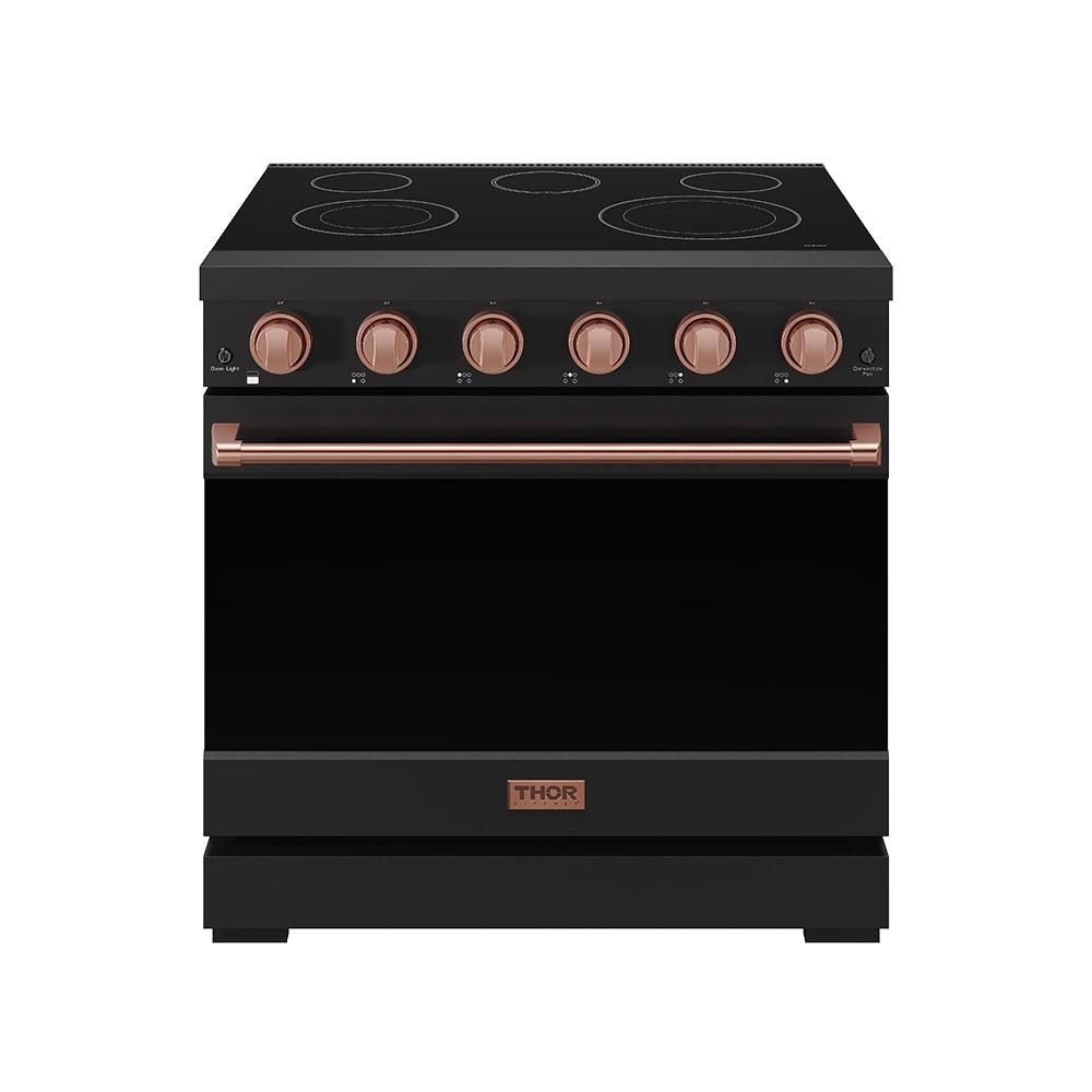 Thor Kitchen RSE36PBRSG 36 Inch Professional Electric Range In Black/Rose Gold Gordon Ramsay Series