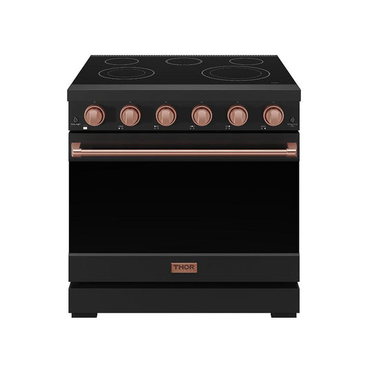 Thor Kitchen RSE36PBRSG 36 Inch Professional Electric Range In Black/Rose Gold Gordon Ramsay Series