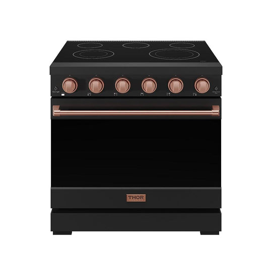 Thor Kitchen RSE36PBRSG 36 Inch Professional Electric Range In Black/Rose Gold Gordon Ramsay Series