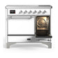 Ilve UMDIB40QNR3WHC Ilve Umdib40Qnr3Whc Majestic Iii 40 Inch Induction Range With 6 Elements, 3.82 Cu. Ft. Total Oven Capacity (Solid Door, White, Chrome)