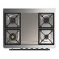 Ilve UM36FNR3MBBLP Ilve Um36Fnr3Mbblp Majestic Iii 36 Inch Dual Fuel Range With 6 Black Brass Burners And Griddle, Dual Function Burner Up To 25,000 Btu (Triple Glass Door, Midnight Blue, Burnished, Liquid Propane)