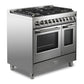 Verona VUFSGG365DSS Verona Vufsgg365Dss 36 Inch Ultima Collection Double Oven Gas Range With 5 Brass Burners, 4.1 Cu. Ft. Oven Total Capacity In Stainless Steel