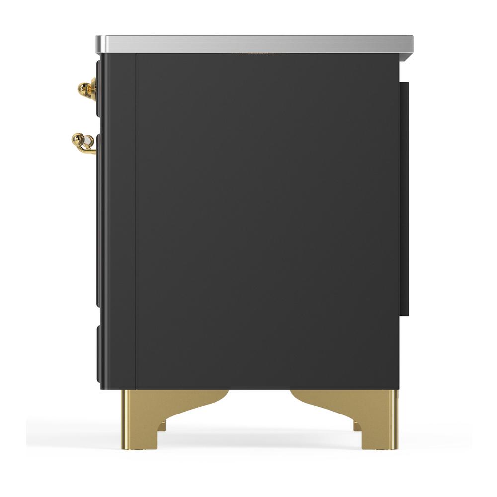 Ilve UMIB36QNR3MGG Ilve Umib36Qnr3Mgg Majestic Iii 36 Inch Induction Range With 6 Elements, 3.5 Cu. Ft. Total Oven Capacity (Solid Door, Graphite Matte, Brass)
