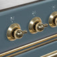 Ilve UM12FDNS3BGG Majestic Ii 48 Inch Dual Fuel Natural Gas Freestanding Range In Blue Grey With Brass Trim
