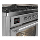 Ilve UM60FNR3SSC Ilve Um60Fnr3Ssc Majestic Iii 60 Inch Dual Fuel Range With 9 Burners And Griddle, Dual Function Burner Up To 25,000 Btu (Natural Gas, Triple Glass Door, Stainless Steel, Chrome)