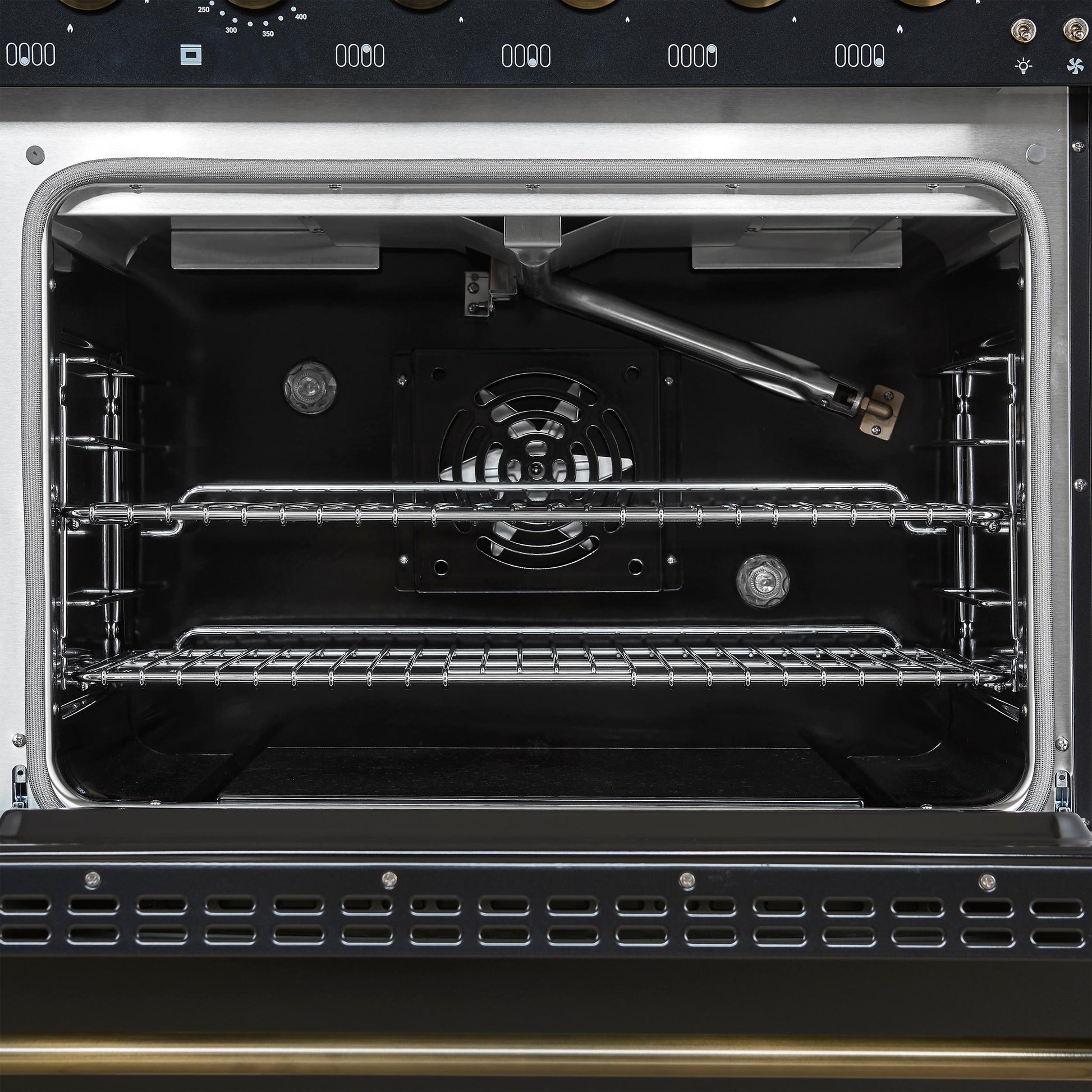 Forno FFSGS621948BLK Forno Antico 48-Inch Freestanding Gas Range, Black, Antique Brass Design, 8 Burners, Griddle, Double Ovens, Energy Efficient