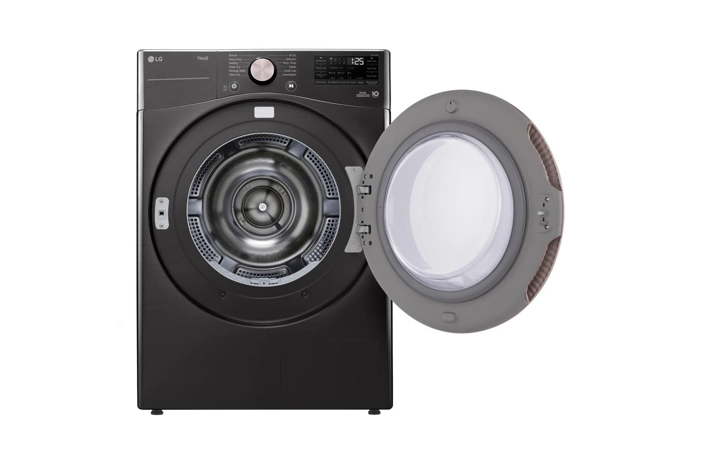 Lg DLHC4002B 7.4 Cu. Ft. Ultra Large Capacity Heat Pump Ventless Dryer, Wi-Fi Connectivity Black Steel