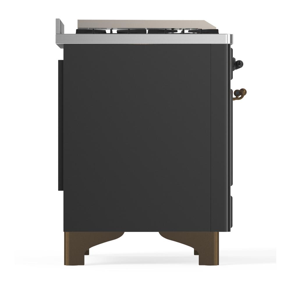 Ilve UM60FSQNR3MGBLP Ilve Um60Fsqnr3Mgblp Majestic Iii 60 Inch Dual Fuel Range With 7 Burners, Griddle And French Top, Dual Function Burner With Up To 25,000 Btu (Liquid Propane, Solid Door, Graphite Matte, Burnished)