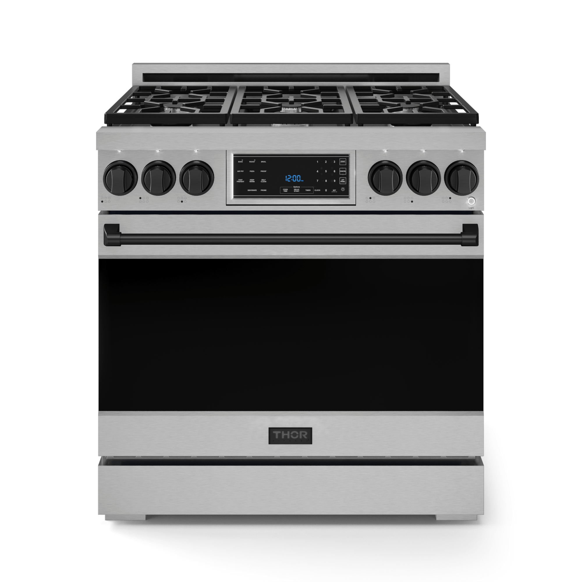 Thor Kitchen RSG36BLK 36 Inch Professional Gas Range With Tilt Panel Touch Control In Stainless Steel/Black Gordon Ramsay Series - Rsg36-Blk