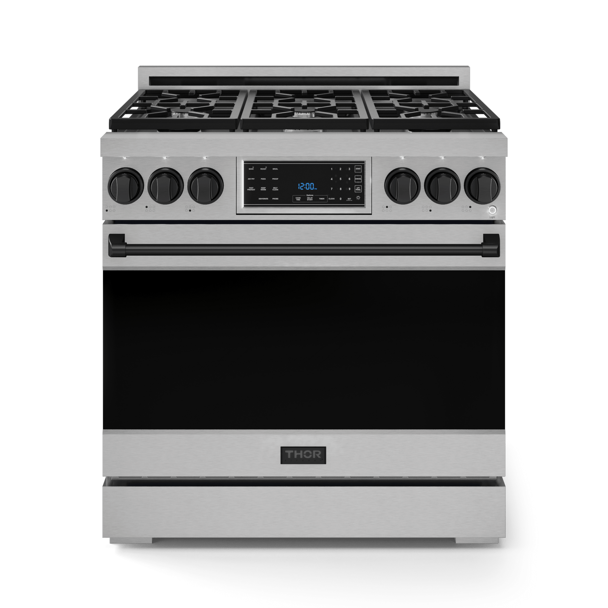 Thor Kitchen RSG36BLK 36 Inch Professional Gas Range With Tilt Panel Touch Control In Stainless Steel/Black Gordon Ramsay Series - Rsg36-Blk