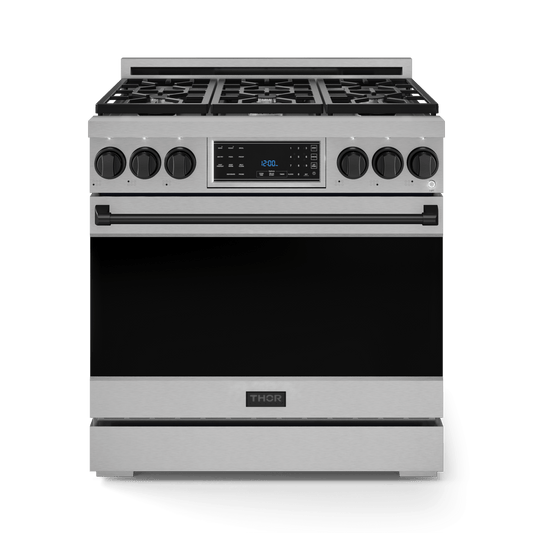 Thor Kitchen RSG36BLK 36 Inch Professional Gas Range With Tilt Panel Touch Control In Stainless Steel/Black Gordon Ramsay Series - Rsg36-Blk