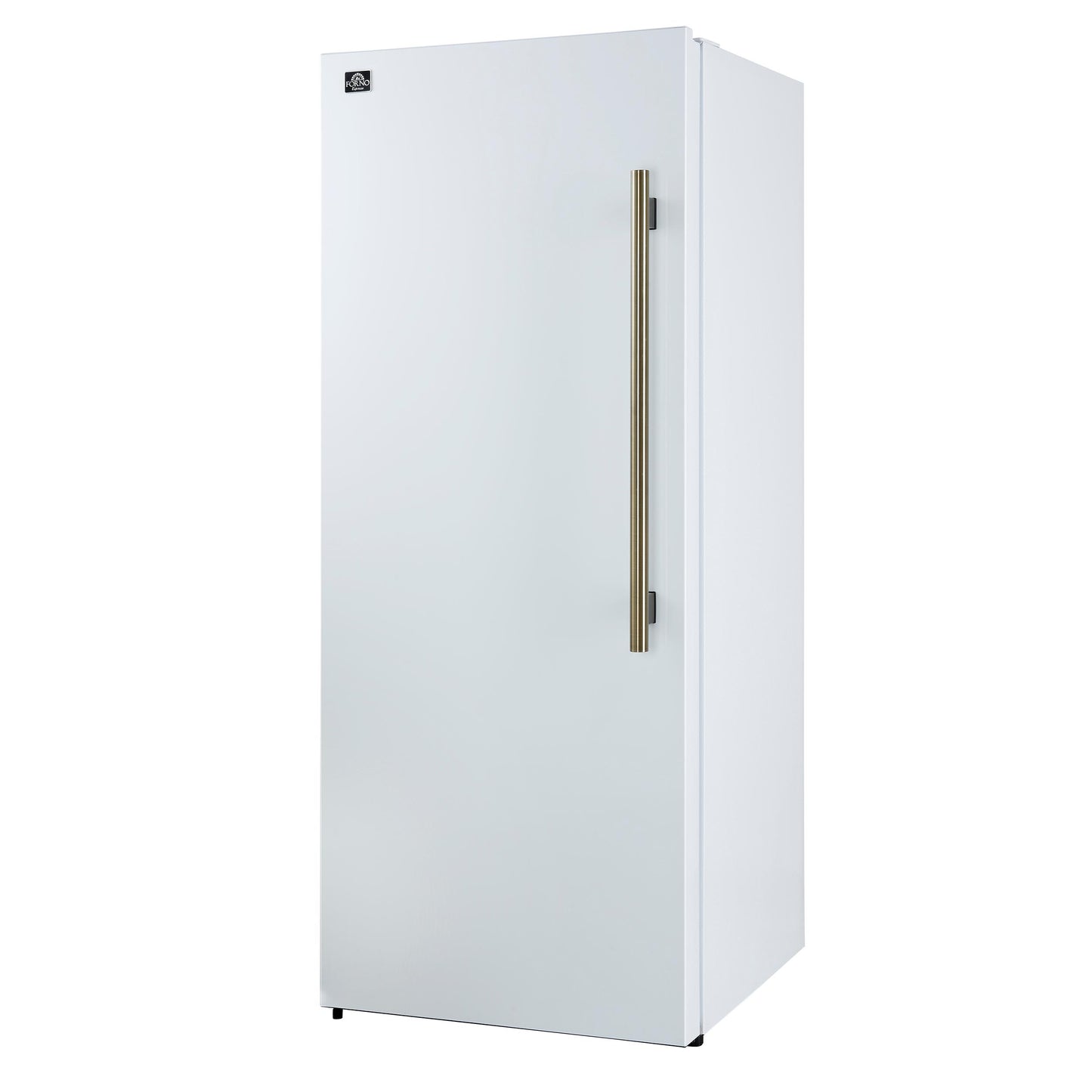 Forno FFFFD172228WHTLS Forno Maderno 28-Inch Convertible Upright Freezer/Refrigerator In White With Antique Brass Handle, 13.6 Cu.Ft., Left Swing