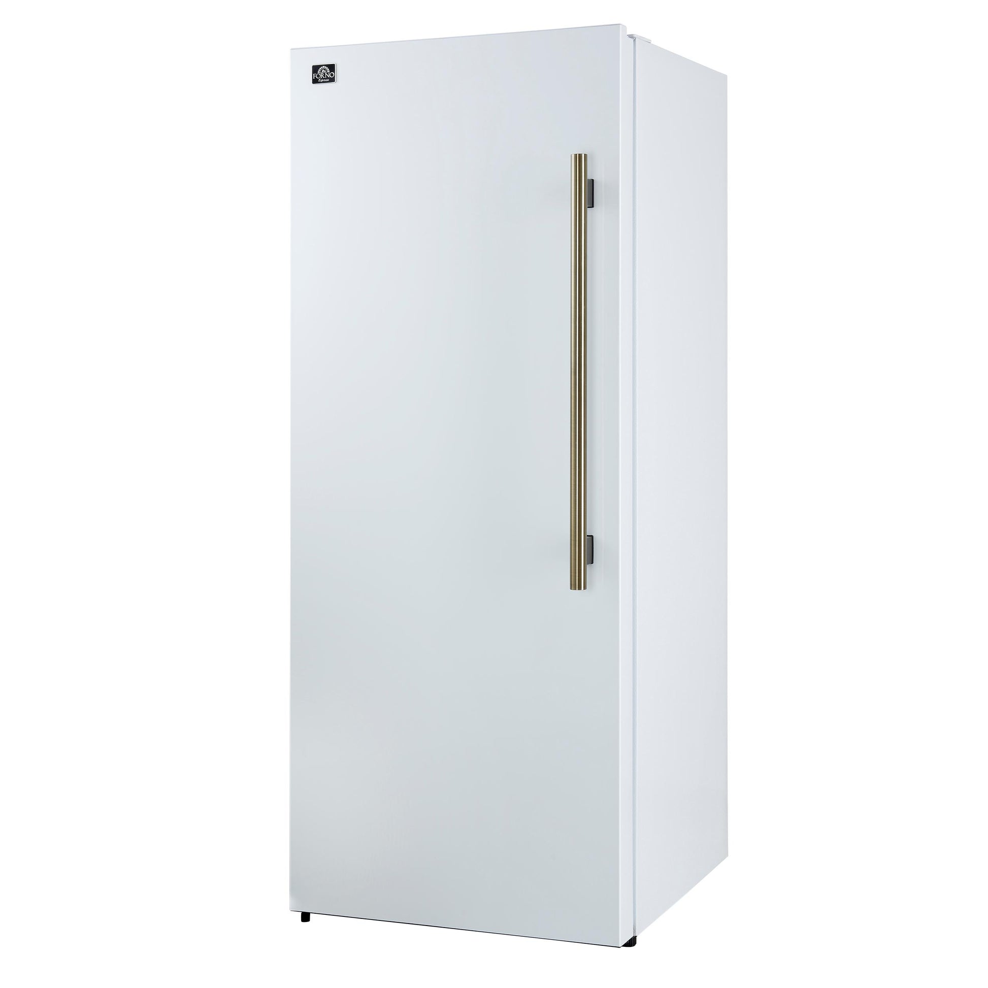 Forno FFFFD172228WHTLS Forno Maderno 28-Inch Convertible Upright Freezer/Refrigerator In White With Antique Brass Handle, 13.6 Cu.Ft., Left Swing
