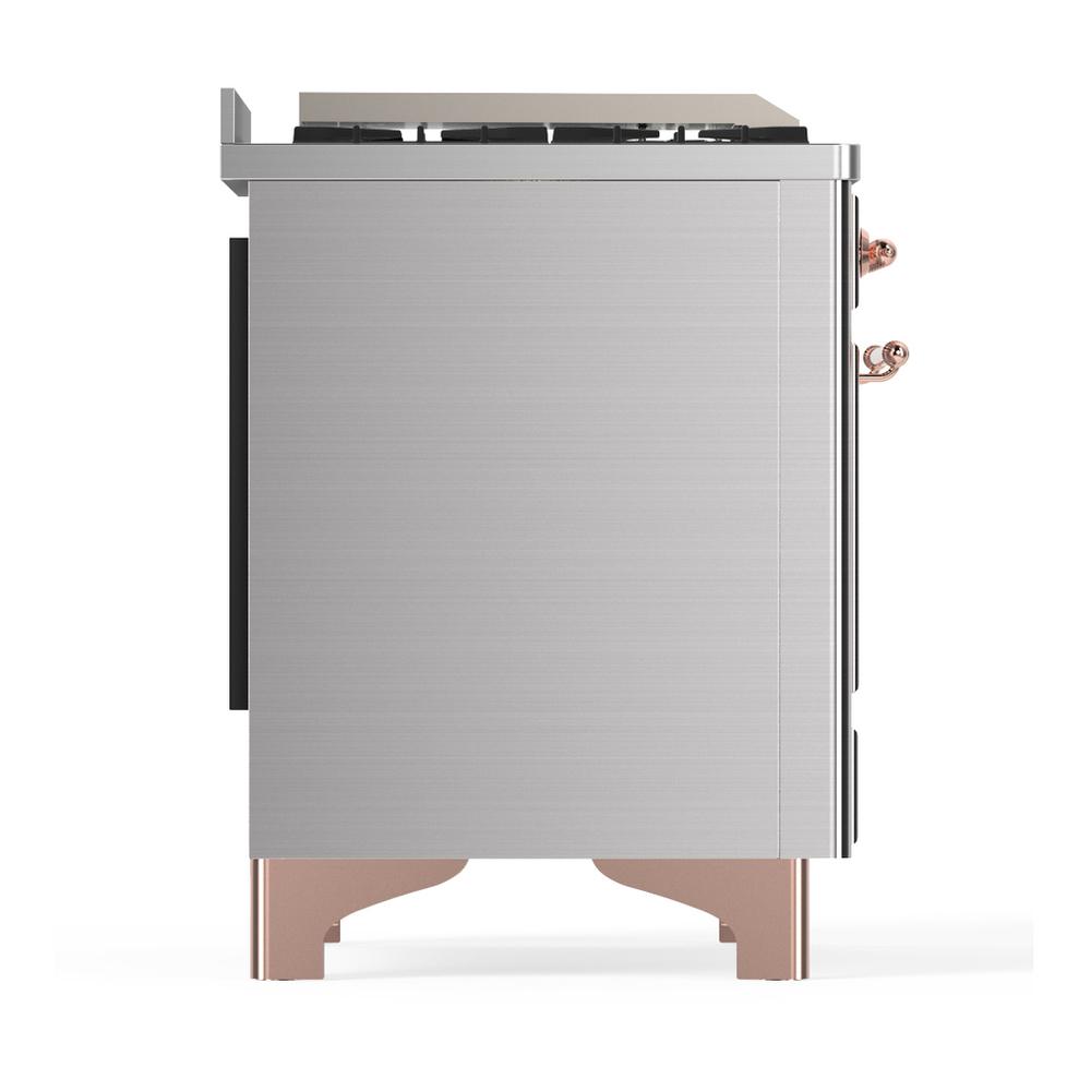 Ilve UM48FQNR3SSP Ilve Um48Fqnr3Ssp Majestic Iii 48 Inch Dual Fuel Range With 8 Burners And Griddle, Dual Function Burner Up To 25,000 Btu (Natural Gas, Solid Door, Stainless Steel, Copper)